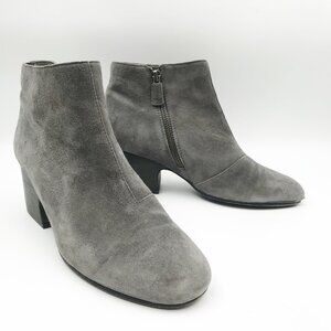 EILEEN FISHER Gray Suede Block Heel Ankle Boots Booties Womens 8